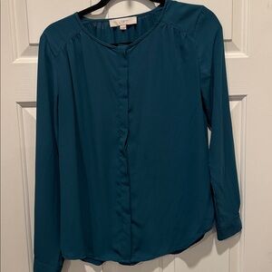 LOFT Teal Green Women's Long Sleeve Button DownBlouse